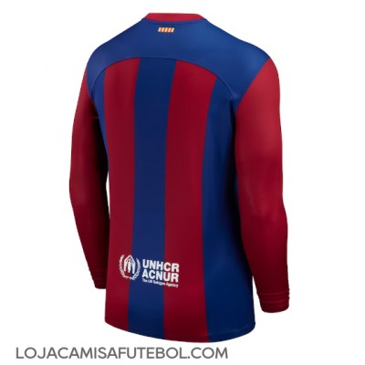 Camisa de Futebol Barcelona Equipamento Principal 2023-24 Manga Comprida